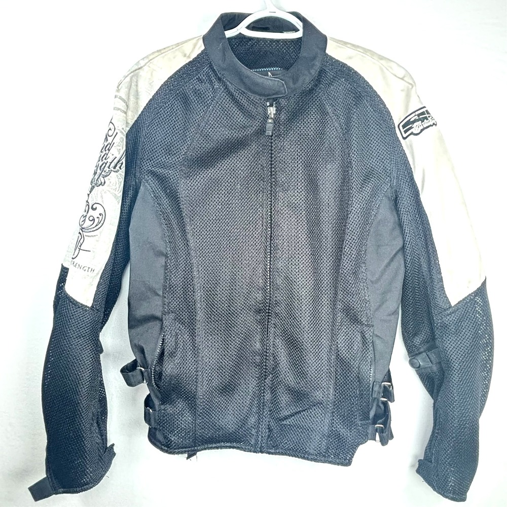 Speed and Strength Motorcycle Jacket Women's Sz L Black White Mesh Back Armor